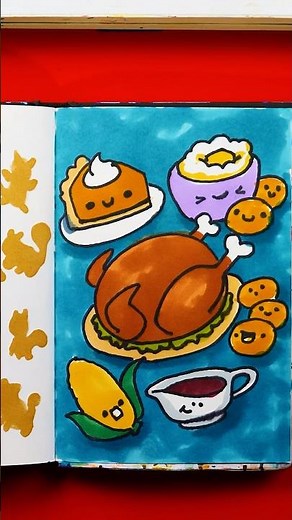 Sketchbook challenge - Thanksgiving food! 🥘 #artforkidshub