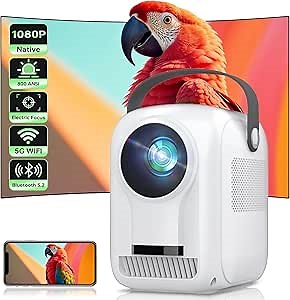 Movie Projector for Outdoor Use, Mini Smart Portable Projector with WiFi 6 Bluetooth 4K Support, Native 1080P, 300" screen for Home Theater, Work with iOS/Android/AV/HDMI/PS5/Fire Stick