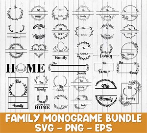 Family Name Monogram SVG Bundle: Wedding & Welcome Sign Designs - Etsy