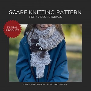 Knitting Scarf Pattern Sheep PDF, Kids & Adult, Video Tutorial, Crochet Details - Etsy