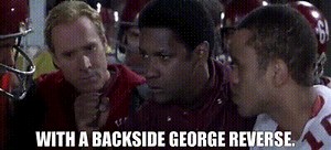 with a backside George reverse.