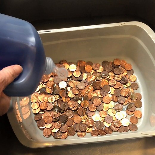 Pour salt over pennies for this gorgeous decor idea! | DIY with Hometalk