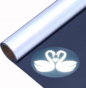 Reflective Vinyl Heat Transfer Vinyl Rolls Silver 12in x 6ft Reflective Iron on Vinyl for T Shirts DIY Design Grey HTV Iron for All Cutting Machines Easy to Cut & Weed(Light Grey)