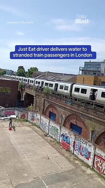 Just Eat driver delivers water to stranded train passengers