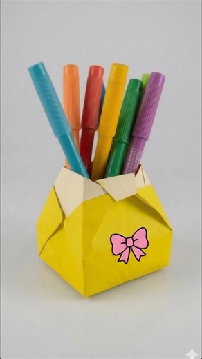 DIY Easy Origami Desk Organizer | No Glue No Tape | How to make something Cute #diy #papercraft
