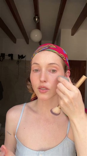 My blush-only sunburn glow makeup for pale skin