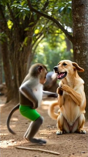 Funny Monkey Dance 🐒 Dog Barking and Clapping #FunnyAnimals #MonkeyDance #DogClapping #AnimalComedy