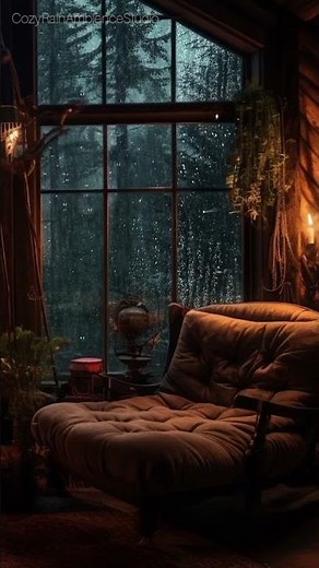 Cozy Rain & Soft Thunder Relaxing Cabin Ambience for Sleep | Chuva Relaxante para dormir #rainsounds