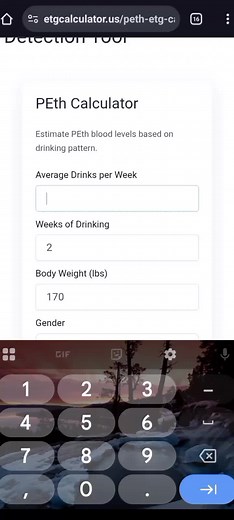 PEth ETG Calculator Get PEth ETG level estimate in one tool. Super fast. #PEth #ETG #AlcoholTest #PEthCalculator #DualTest