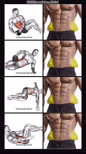 ✅ Exercises for Removing Love Handles ① Russian Twist ② Side Bridge ③ Half Wipers ④ Heel Touch 3 sets 15-20 reps | Fitnesslabo