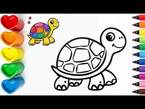 How to draw a turtle 🐢 easy turtle drawing step by step drawing for kids