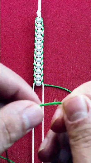 ✨ Beautiful Handmade Bracelet | Easy DIY Pearl & Thread Bracelet Tutorial 💚 #shorts
