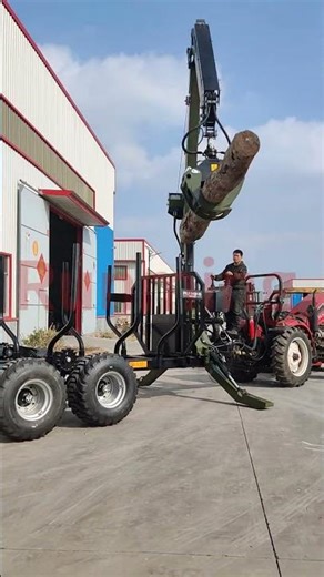 Model: TR120 Trailer max .load : 12 tons #tractor #loggingtrailer #forestrytrailer #forestrycrane