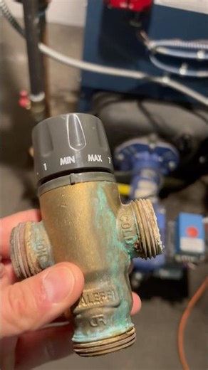 A Corroded 3-Way Thermostatic Mixing Valve on a Tankless Dunkirk Boiler - Hot Water