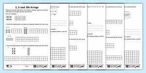 2, 5, 10s Arrays Worksheets