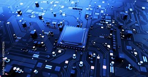 Artificial Intelligence Powered Computer CPU Processor. Computer And Technology Related 4K 3D CG Animation.