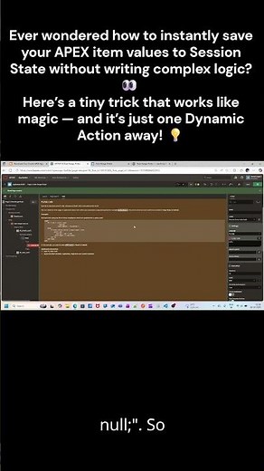 Oracle APEX Trick: Instantly Save Item Values to Session State with One Dynamic Action!⚡ #orclapex