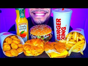 ASMR BURGER KING IMPOSSIBLE BURGER WHOPPER WITH CHEESE BREAKFAST HASH BROWNS FRIES MUKBANG 먹방 JERRY