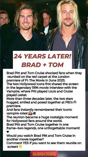 Brad Pitt & Tom Cruise Reunite After 24 Years 😱 | Hollywood Legends. #shorts #bradpitt #tomcruise