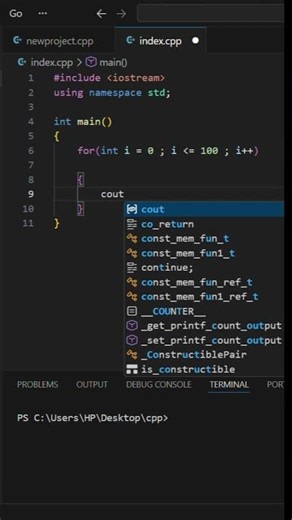 Beginner C++ Program in VS Code Part 9 💻 | Nasty loop in VS Code 🔥 #cpp #coding