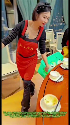 🍽️ Lightning Table Cleaning! Waiters' Genius Hack for Fast Turnover