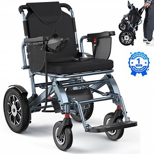 Ultra Aluminum Electric Wheelchairs for Adults, Foldable Lightweight Power Wheelchair, 500W Dual Motors, All Terrain Portable Motorized Wheelchair for Seniors