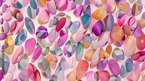 A playful and whimsical pattern filled with organic petal shapes in a rainbow of pastel hues perfect for adding a touch of whimsy to any design.