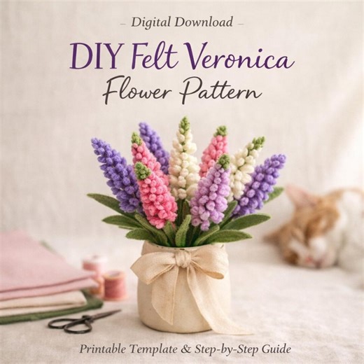 DIY Felt Veronica Flower Pattern | Printable Felt Flower Template, Tutorial | Felt Flower Bouquet DIY | DIGITAL Download - Etsy