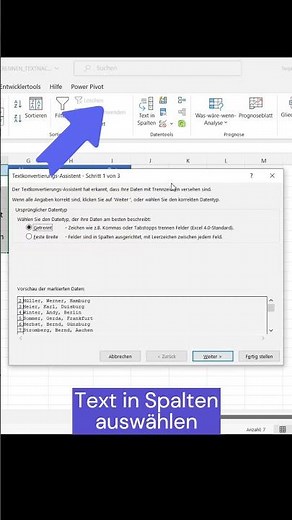 Easily split text into columns with data tools; quickly separate and edit Excel tables