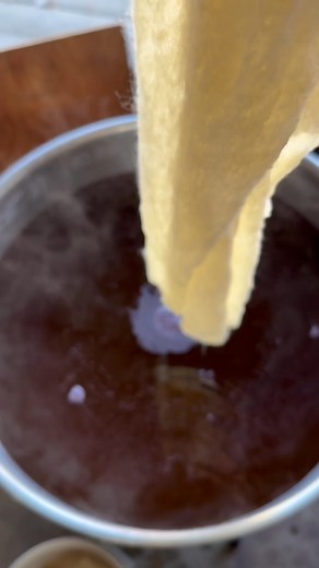 Today’s project is dyeing textured wool with Sappanwood. There is much prep work on the fabric needed before dyeing the scarves. This is just one step towards the final finished pieces. The scarves will cook until the heat reaches 195 degrees F - with stirring every 10 minutes to distribute the dye solution evenly. | Kathleen O'Grady Design | Facebook