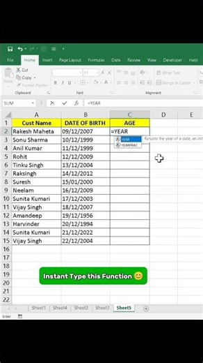 Calculate Age Automatically in Excel | Beginner Friendly Tutorial 🔥