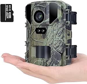 Mini Trail Camera 24MP 1080P, Game Hunting Camera with Night Vision 0.2s Trigger Time Motion Activated, Waterproof Hunting Camera No Glow LED for Wildlife Monitoring