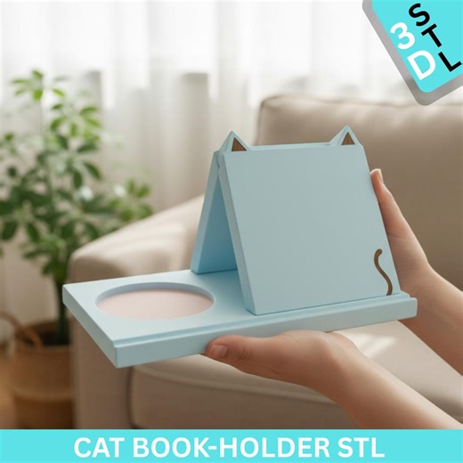 Cat Book Holder STL | Coffee & Book Stand 3D Print File | Desk Organizer - Etsy