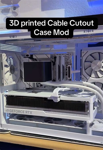 3D printed Cable Cutout Case Modding makes everything way cleaner #3dprint #cablemanagement #whitebuild #casemod #fyp