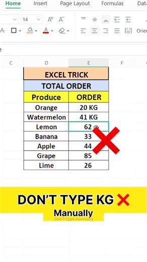 Don’t Type KG Manually in Excel ❌ Use Custom Format Instead ⚡