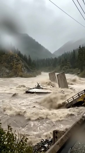 30K views · 486 reactions | The Destruction of a Key Bridge Span Halts Traffic and Creates a Massive Barrier Across the Deeply Flooded River | Disaster & Extreme Weather | Facebook