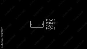 Please Rotate Your Phone. Turn you Smartphone and rotate device screen animation on black transparent background with alpha channel. Rotate your phone horizontal to vertical orientation Stock Video