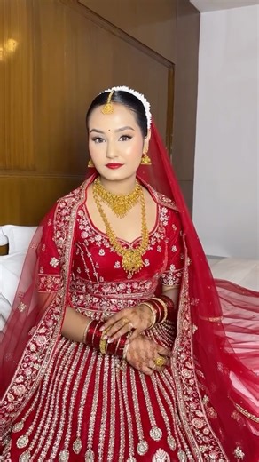 Bridal Specialist❤️ on Instagram: "✨ The classic Nepali bridal glow hits different ✨ Sleek hair! Dreamy wedding look! Iconic red lips! That effortless grace only a Nepali bride carries. ❤️‍🔥 There’s a magic in this look, bold yet elegant, traditional yet perfectly timeless. I pour my heart into creating every detail so she feels confident, radiant, and unapologetically herself as she steps into her big day.🌟 ~ Makeupwith_angel | Your Bridal Specialist ❤️ Bride @_shre.p Lens @contactlens_nepal