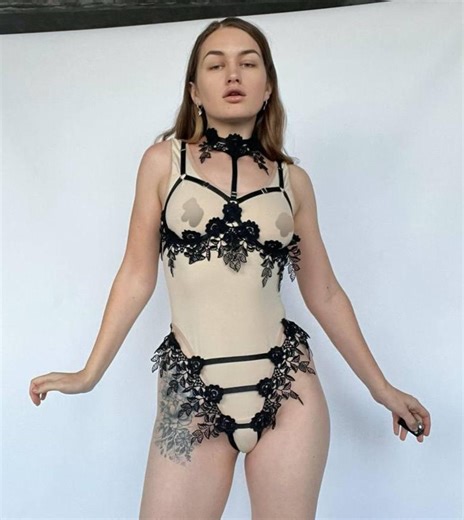 Black Shelf Bra With Choker Lace Floral Open Cupless Bra Crotchless Panties ORCHID Sexy Harness for Women Open Crotch Lingerie - Etsy