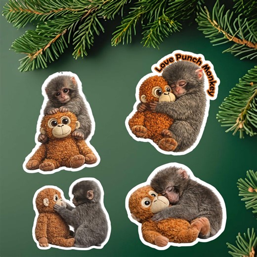 Viral Baby Monkey Sticker - Punch the Monkey Cute Decal for Water Bottles and Laptops - Famous Zoo Monkey - Emotional Support Animal Sticker - Etsy