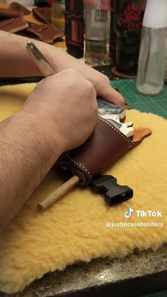 All holster options (sizes, customizations, colors) and pricing can be found on my website. Justincaseholsters.com #justincaseholsters #leather #leatherwork #bts #behindthescenes #customleather #holsters #handmade #howitsmade
