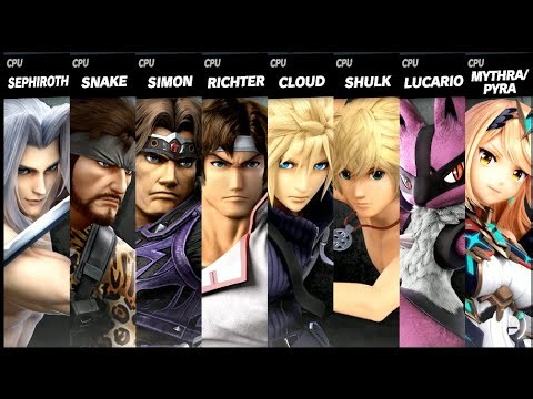 Sephiroth VS Snake VS Simon VS Richter VS Cloud VS Shulk VS Lucario VS Mythra / Pyra Smash Ultimate