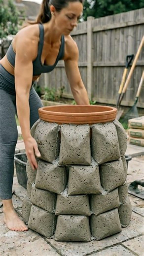 This concrete flower pot blew my mind #diy #garden #shorts #fyp