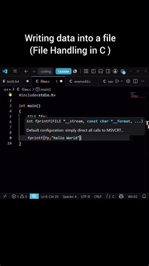 File handling in C 🫵| Writing data into a file