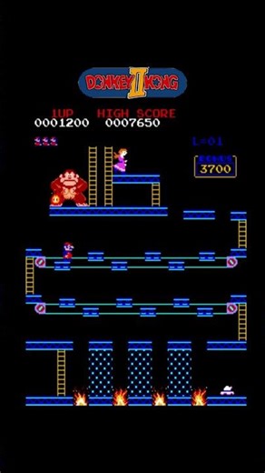 Donkey Kong II: Jumpman Returns 01 – Classic Arcade Gameplay#shorts