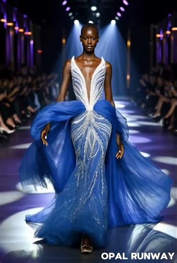 Elegant Blue Couture 😲💙Runway Dress #FashionShow#RunwayFashion#HauteCouture#BlueGown#LuxuryFashion