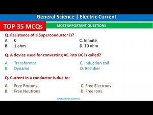 Top 35 Electric Current MCQs | Electricity MCQs for Competitive Exams | Physics MCQs | Science MCQs