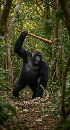 Epic Silverback Gorilla vs Snake 🦍💥🐍 #shorts