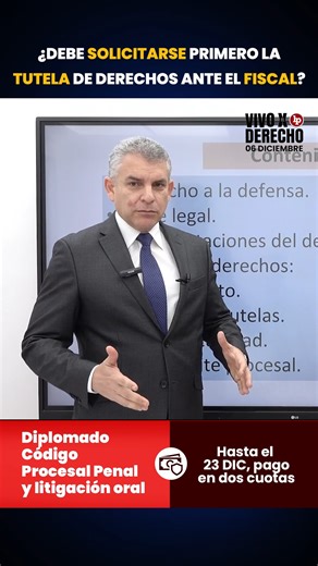 ✅ Llena el formulario para recibir las diapositivas: https://forms.gle/Hw9zx2AHTrJa7RSZA 📖 Tema: ¿Debe solicitarse primero la tutela de derechos ante el fiscal? 🎓 Expositor: Rafael Ernesto Vela Barba 📌 Diplomado «Código Procesal Penal y litigación oral» 🗓️ Inicio: 7 de enero 🎁 Beneficios de la inscripción hasta el 23 de diciembre: 📚 Tres libros de la colección «Litigación oral de audiencias previas», del Dr. Jefferson Moreno Nieves 📘 Libro «La objeción como herramienta del litigio en juic