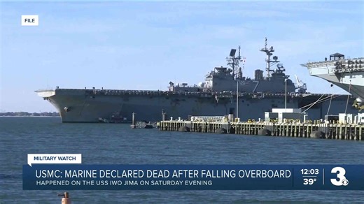 Marine on Norfolk-based USS Iwo Jima declared dead after extensive search at sea
